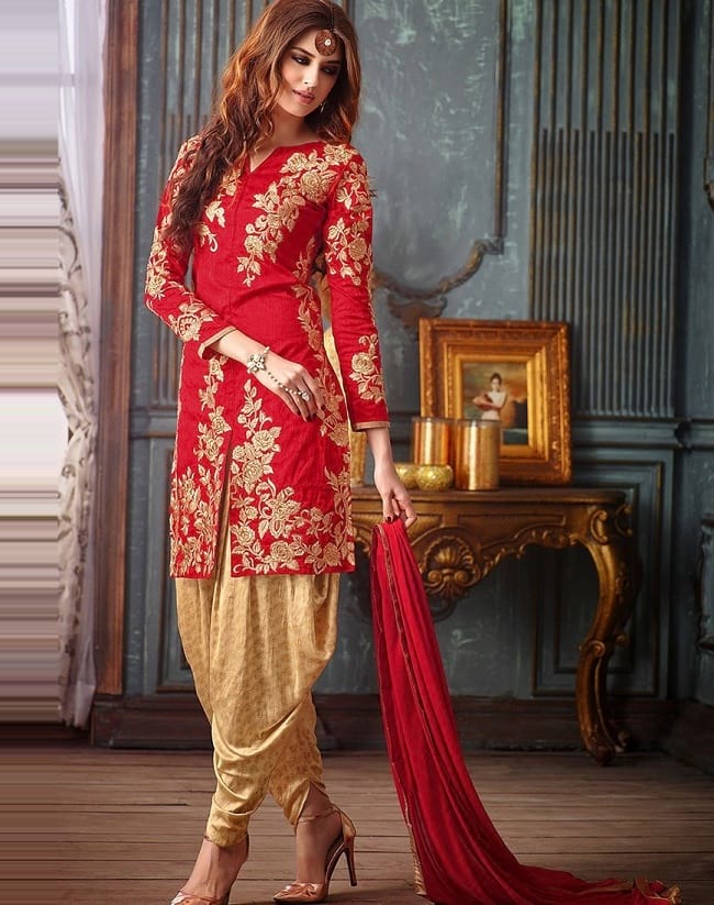 printed dhoti style salwar suit online 
