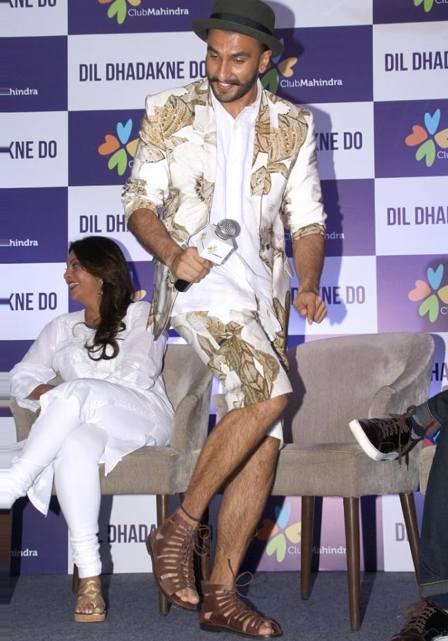 ranveer singh looks funky in white jacket & shorts