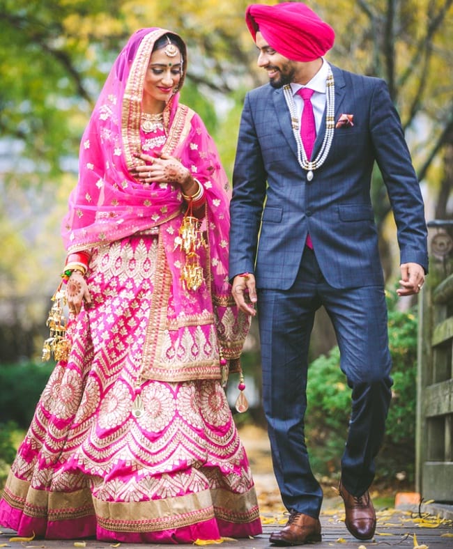 buy pink punjabi bridal lehenga online