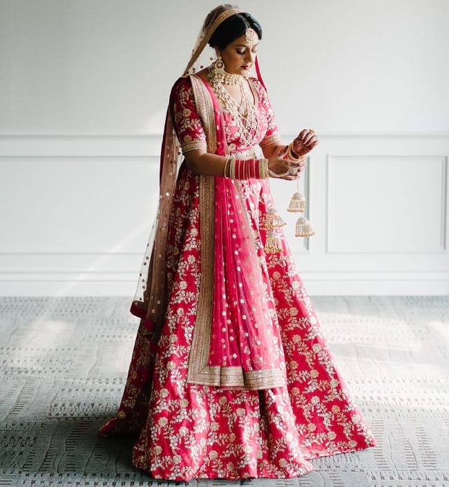 Pink designer lehenga online shopping with price