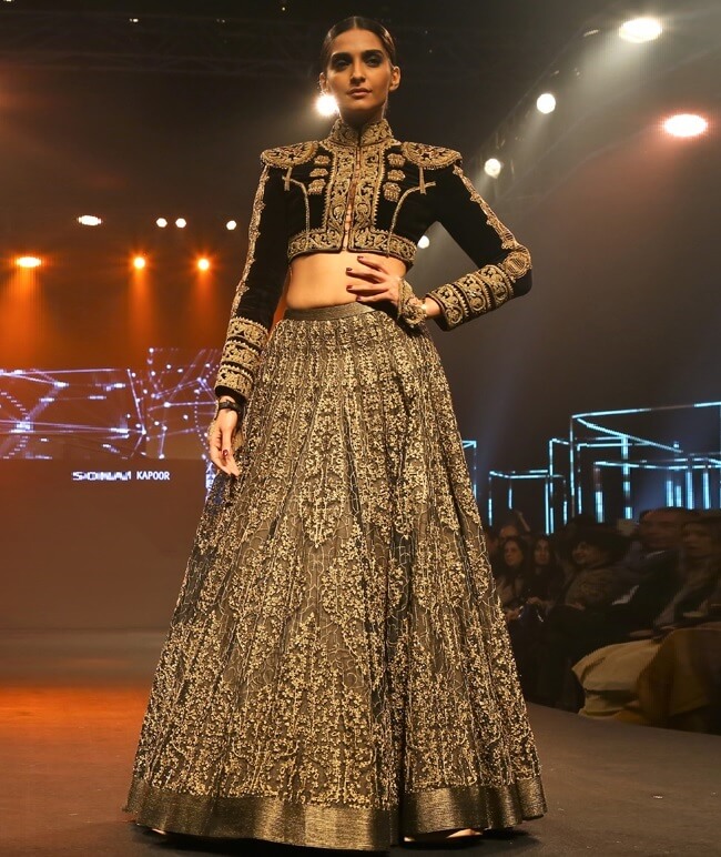 gray embroidered bridal lehenga