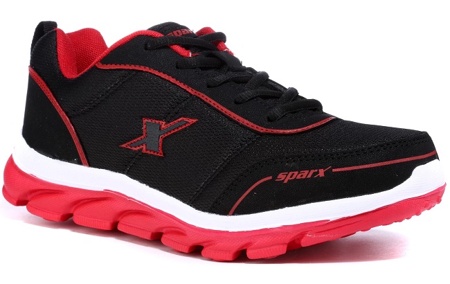 Sparx Black Mesh Lace Up Running Shoes
