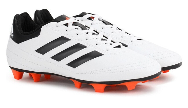 white and black lace up football shoes