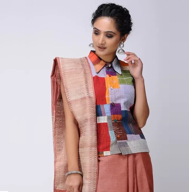simple cotton blouse design for navratri