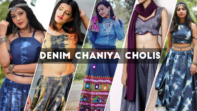 latest designer gujarati denim chaniya choli designs 2018 for navratri