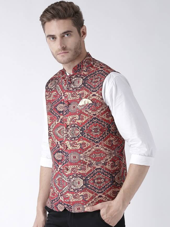 buy hangup multi coloured blended nehru jacket online