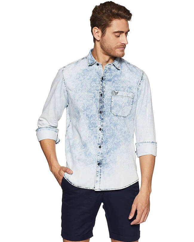 denim shirt combination with jeans