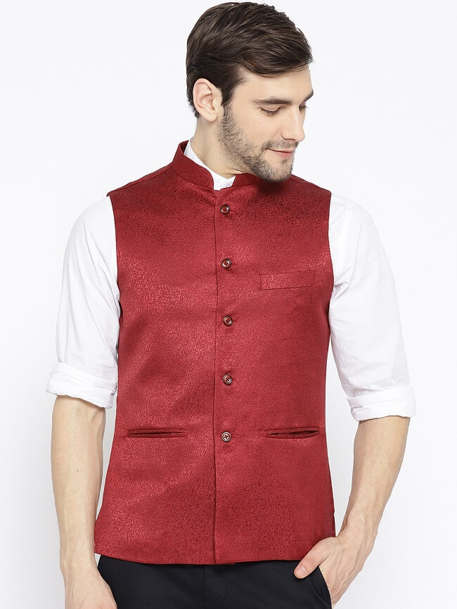 shaftesbury london men's self cotton bandhgala ethnic nehru jacket