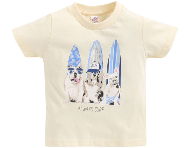 Animal Print Half Sleeves Cream T-Shirt