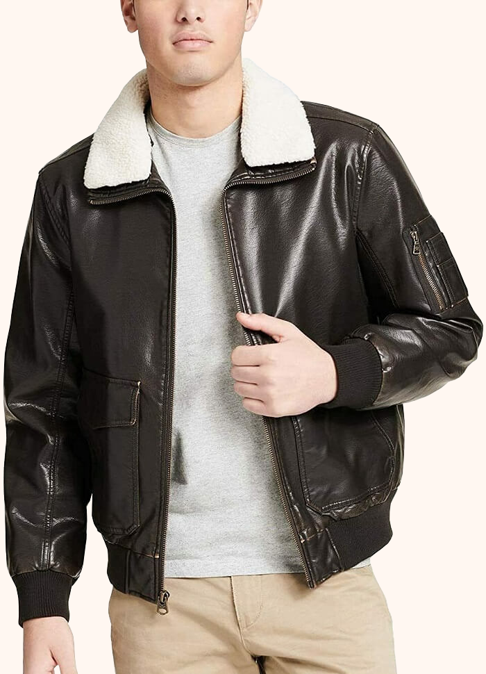 turtleneck and leather jacket men's