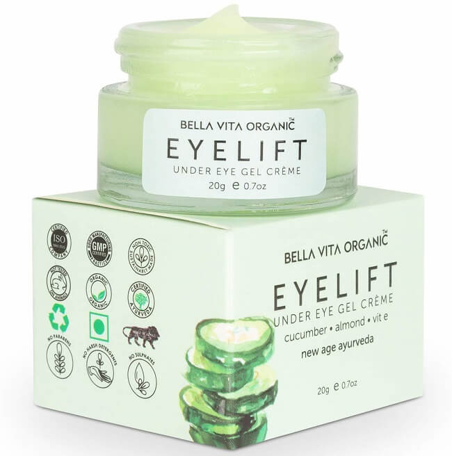 Bella Vita Organic Oil Eye Cream Gel For Dark Circles & Removal of Fine Line Wrinkles