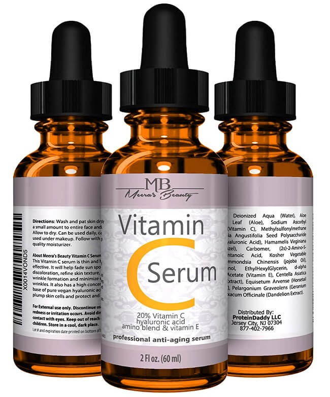 Meera's Beauty Vitamin C & Vegan Hyaluronic Anti Wrinkle Serum for Dark Under-Eye Circles
