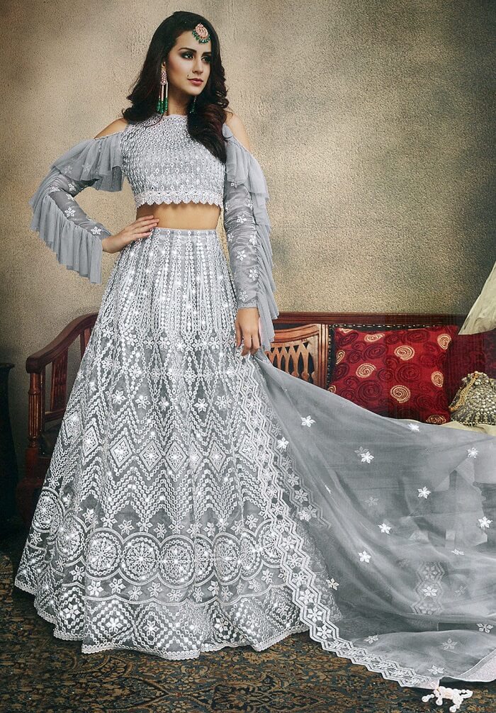 grey lehenga choli with dupatta