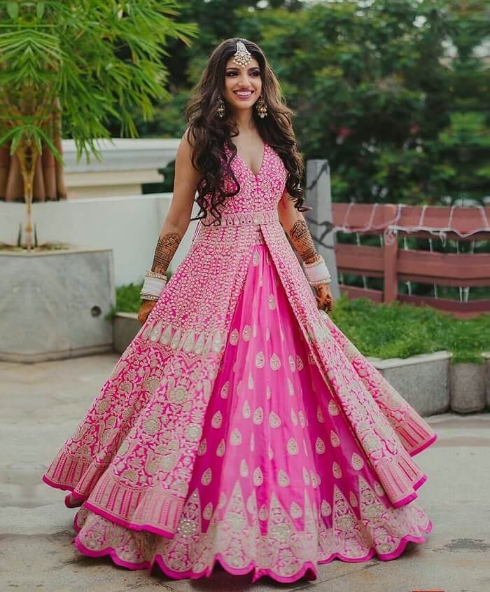 jacket style long choli lehenga