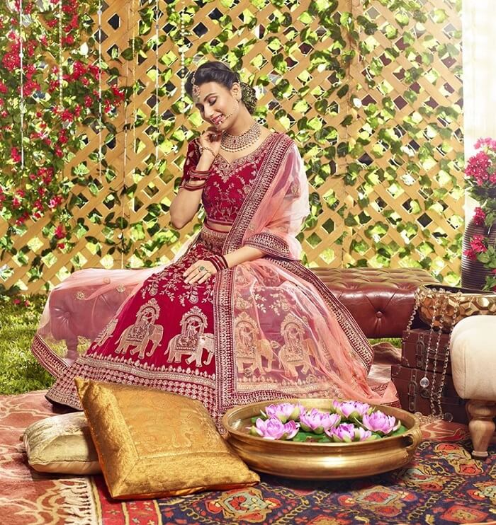 red lehenga choli bridal 