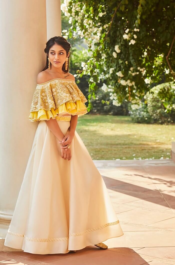 off shoulder lehenga for wedding