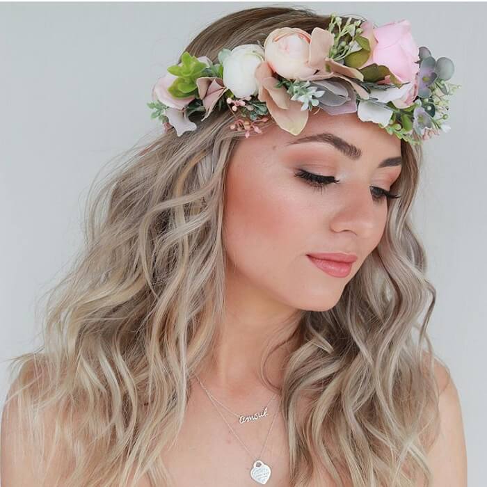 flower wreath wedding hair 