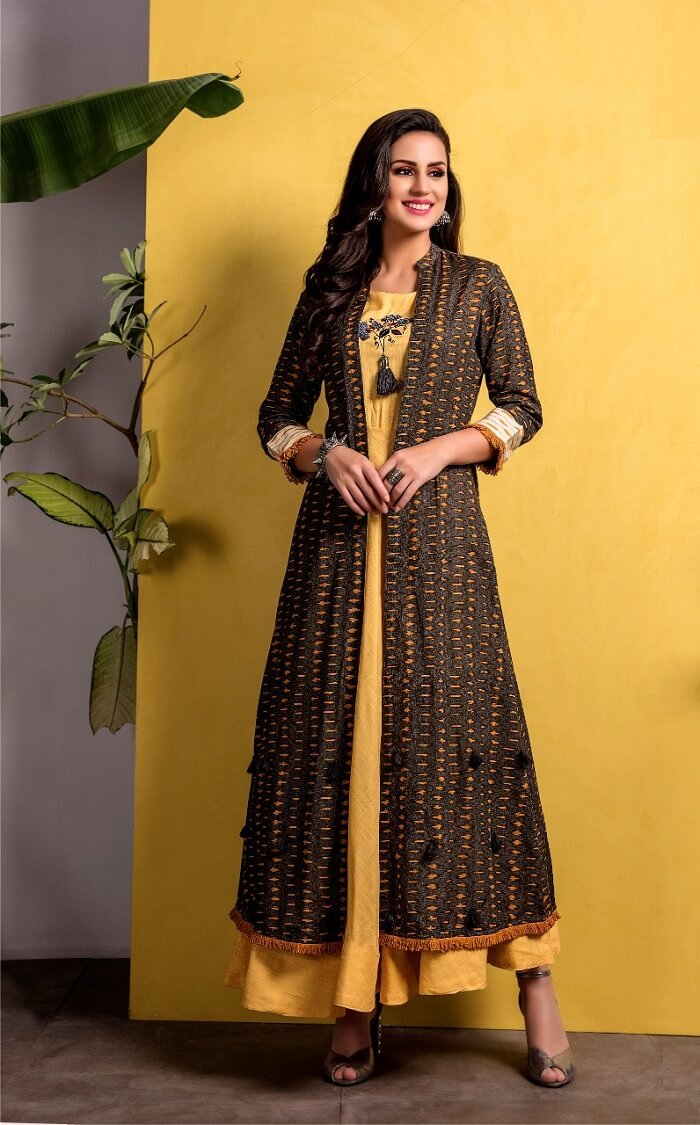 Buy SHREE Women Blue Rayon Ikat Kurta Jacket With Trouser At Best Price in  India - bySHREE.com