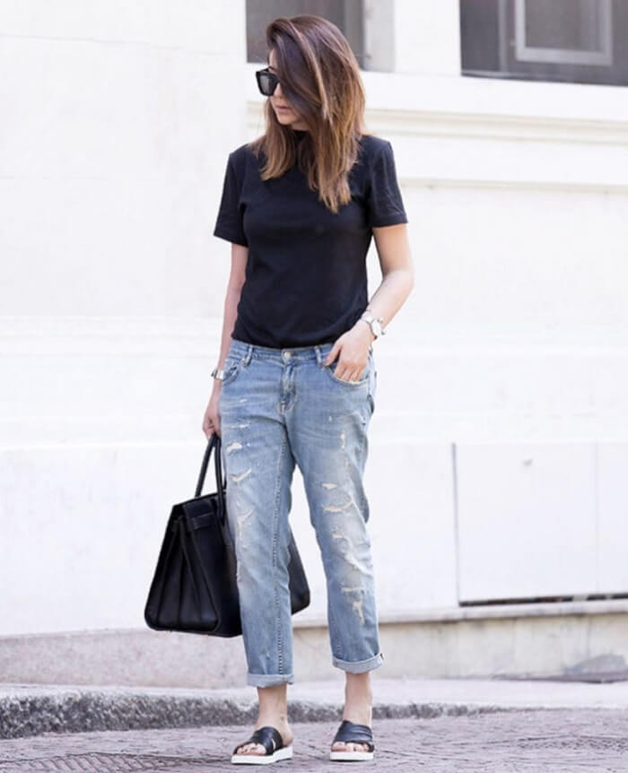 what shoes to wear with rolled up boyfriend jeans