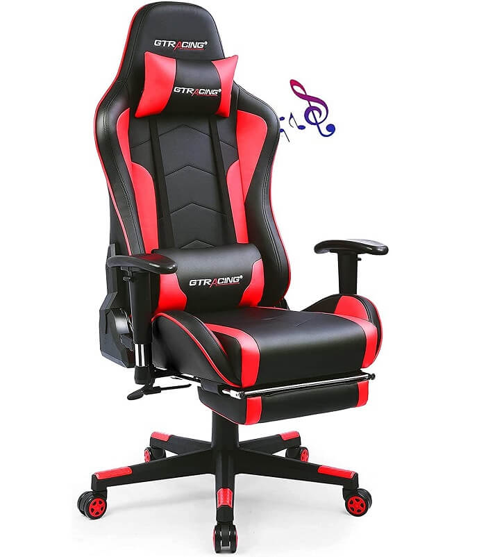 gaming chair with speakers, pink gaming chair 