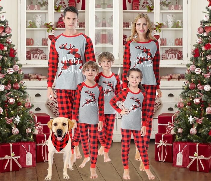 plaid christmas pajamas family