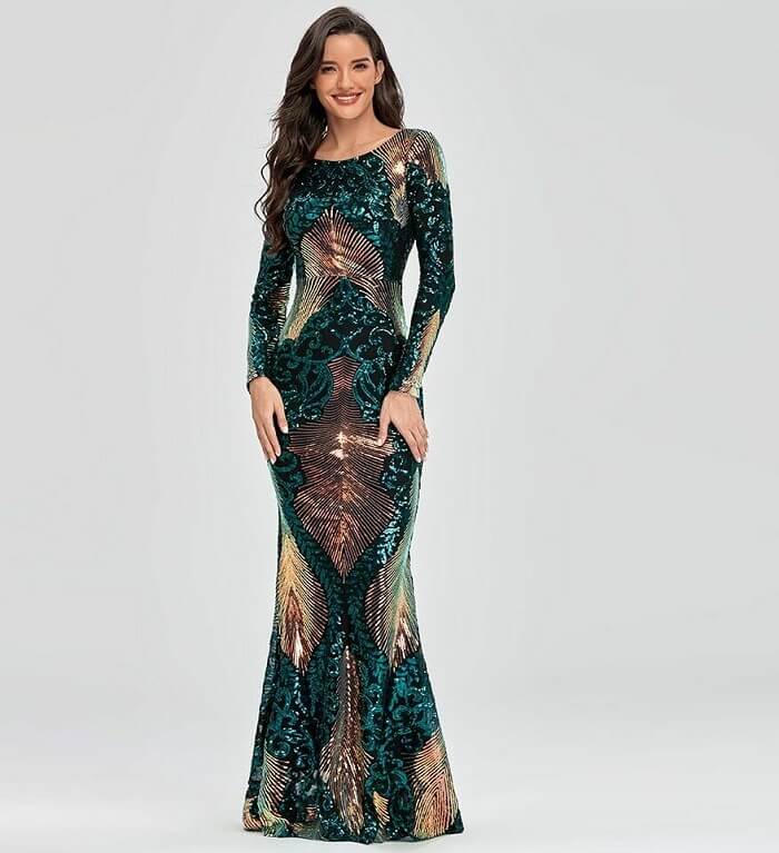 elegant evening gowns with sleeves