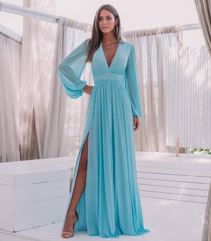 evening gowns with long sleeves
