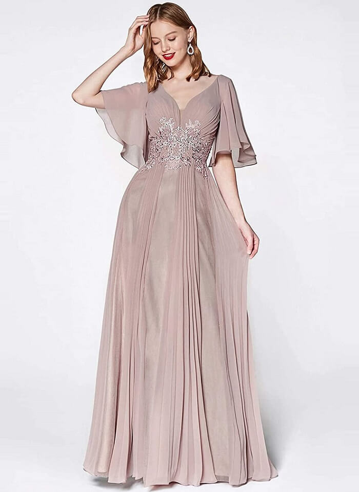 lace evening dress with sleeves