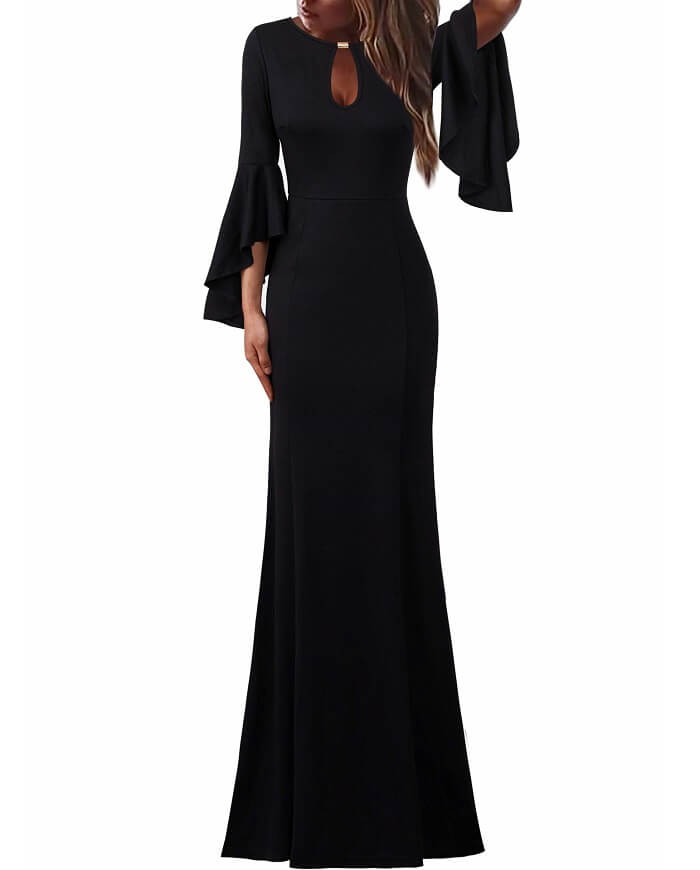 maxi evening gown with sleeves