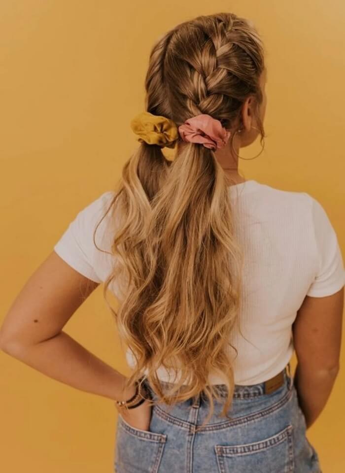 Scrunchie hairstyles for long hair