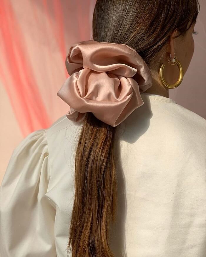 scrunchie low ponytail