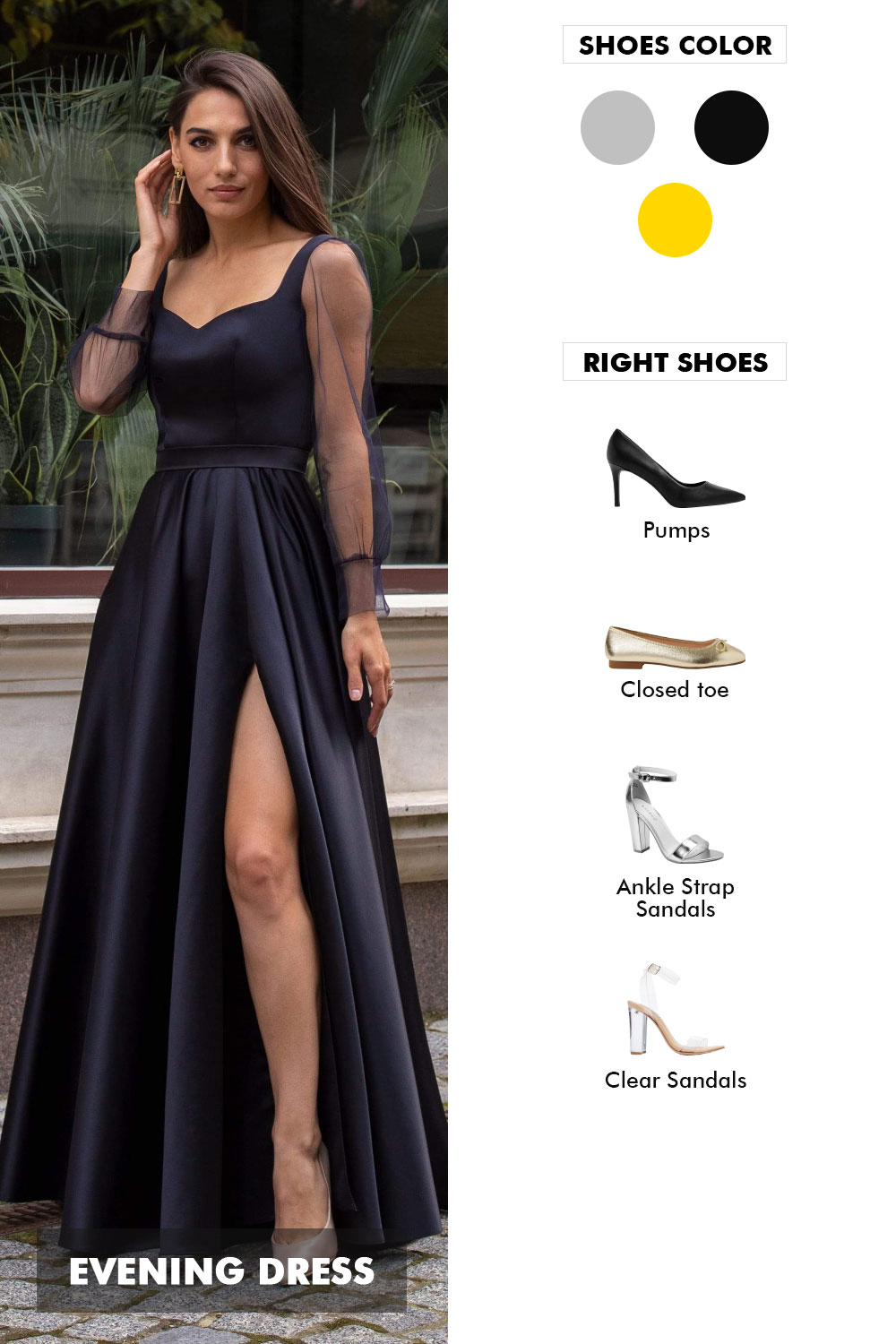 gold shoes with black dress 