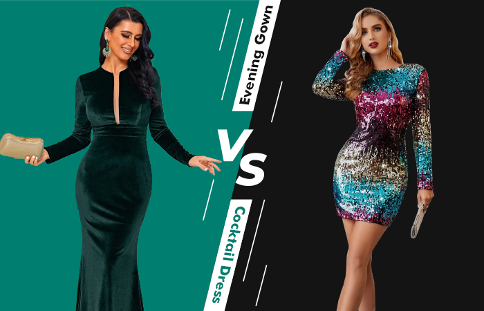what is the difference between evening gown and cocktail dress 