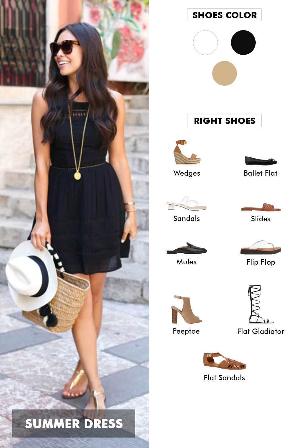 tan shoes with black dress