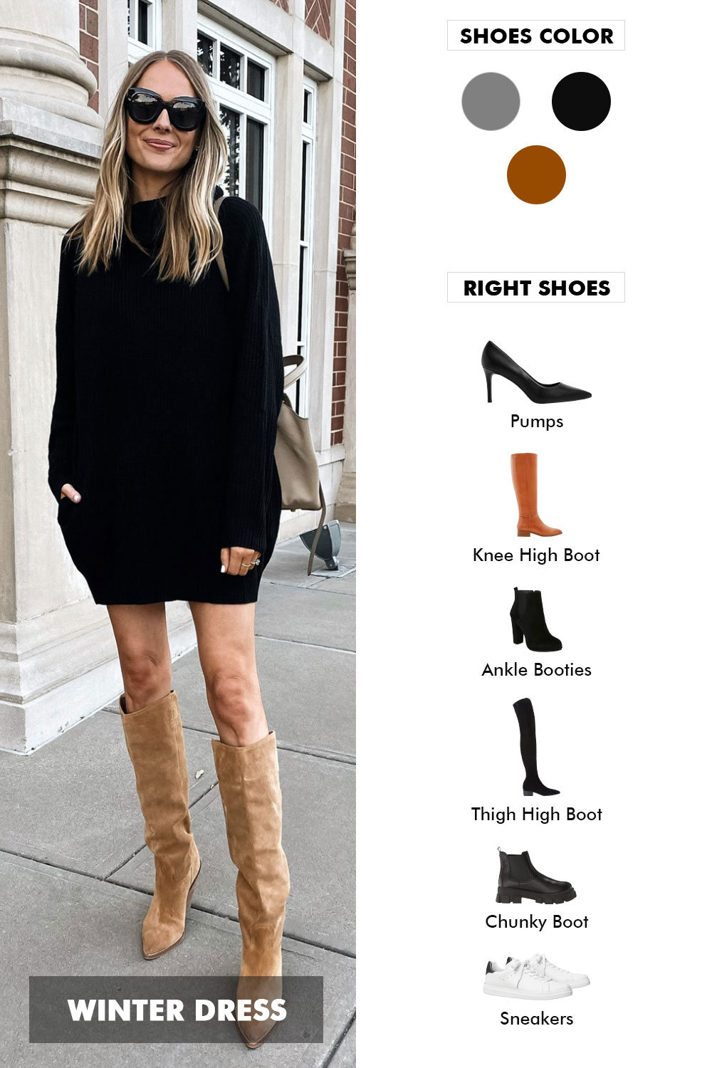 shoes to wear with black dress in winter