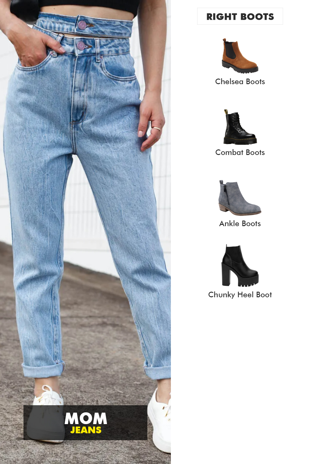 what boots to wear with mom jeans 