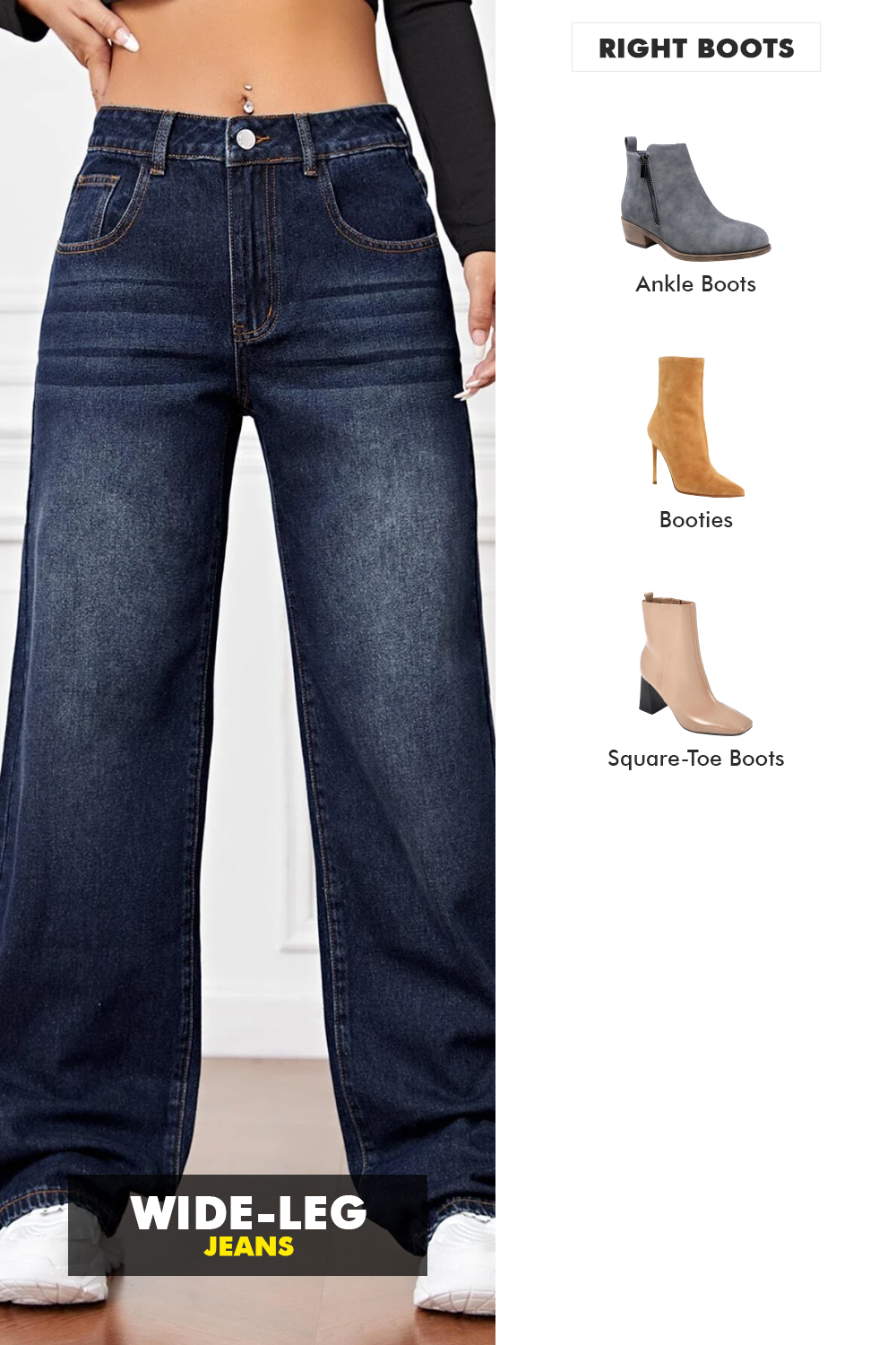how to wear boots with wide leg jeans 