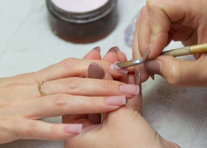 apply the mixture into acrylic nails