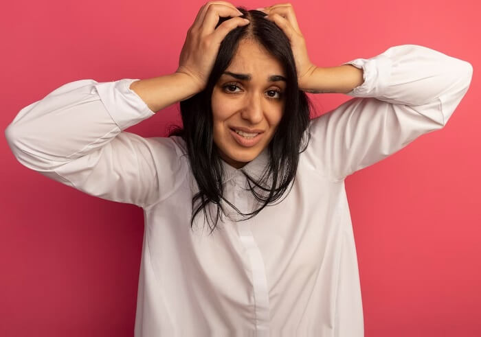 woman with a sensitive scalp