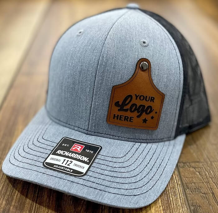 men custom leather patch for hats